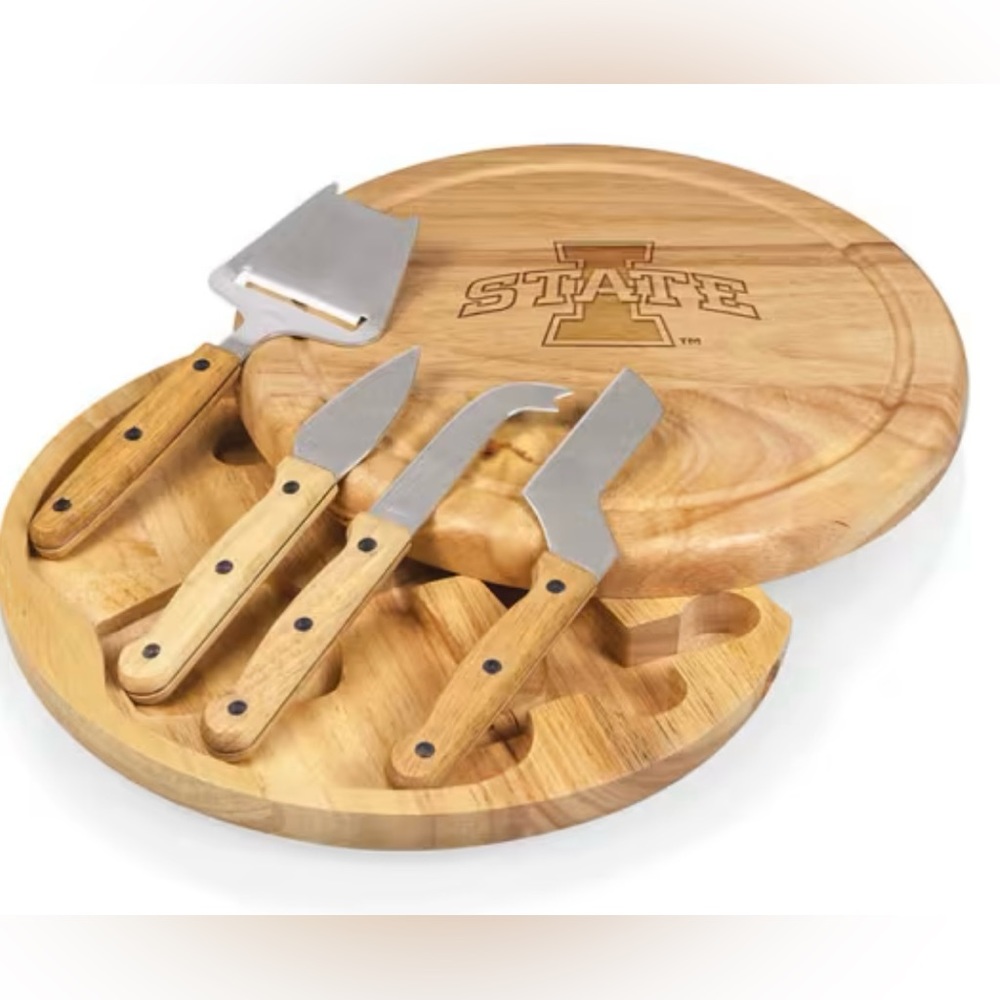 NEW Iowa State charcuterie (cheese) board with 4 cheese knives